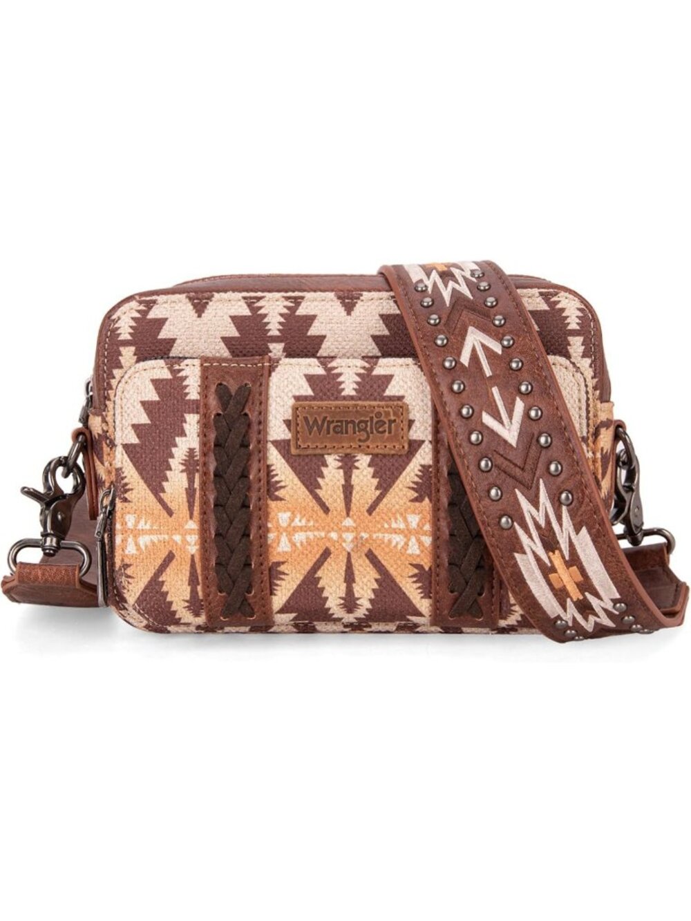 Boho Aztec Crossbody Bag for Women | Small Multi-Pocket Crossover Purse